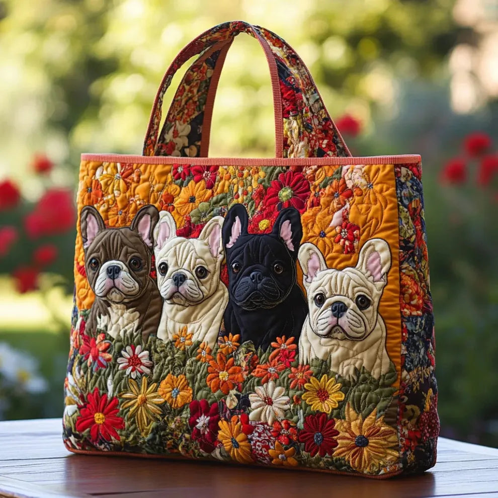 Frenchie Garden Handmade Bag — front view