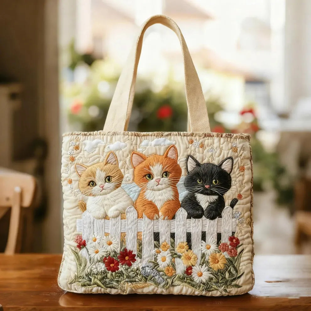 Garden Kittens Handmade Bag — front view