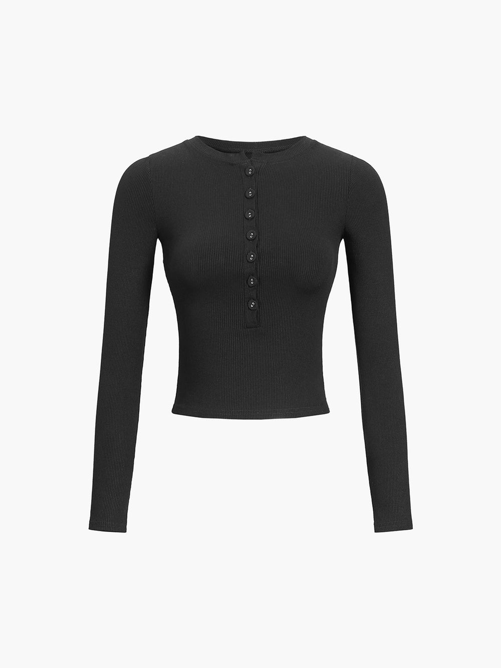 Button Down Long Sleeve Crop Shirt — women's t-shirts, back view