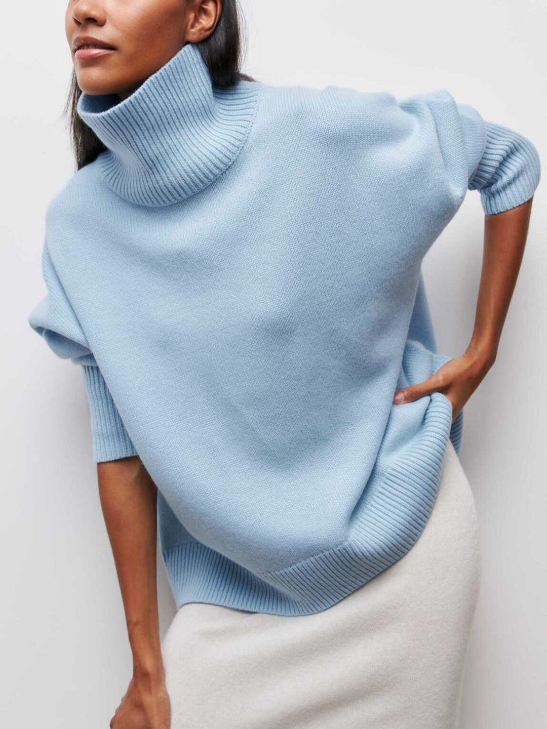 Cloudless Sky Turtleneck Oversized Sweater — women's sweaters, front view