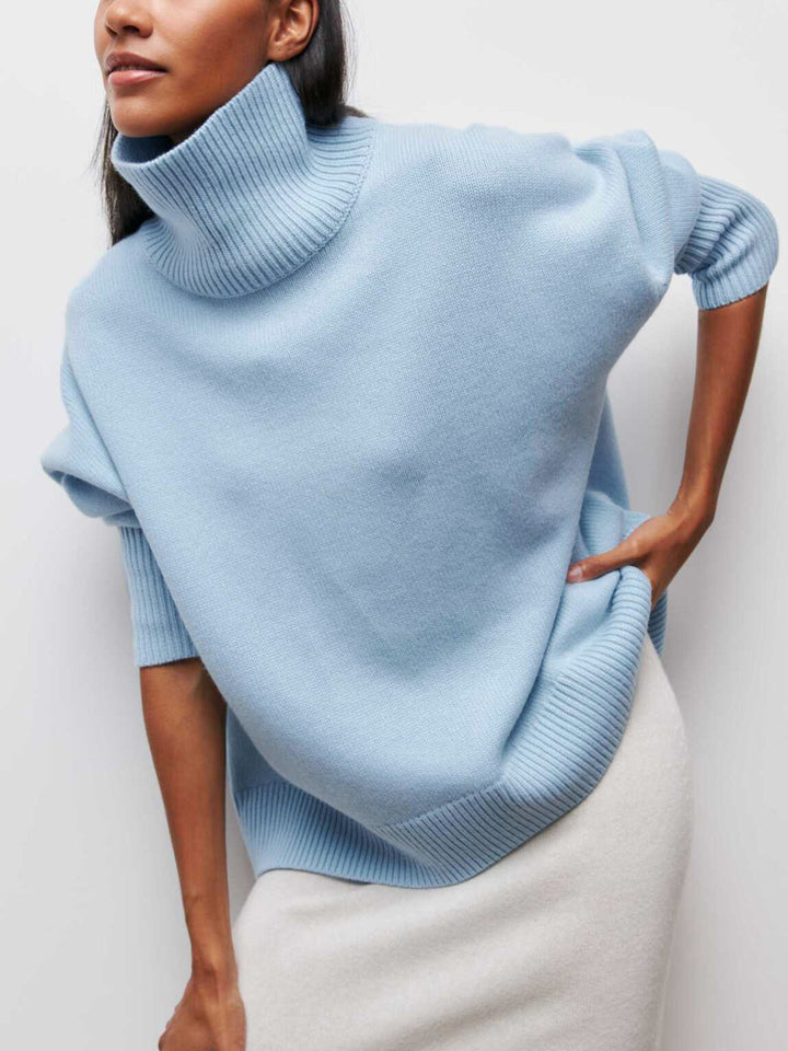 Cloudless Sky Turtleneck Oversized Sweater - women's sweater, front view