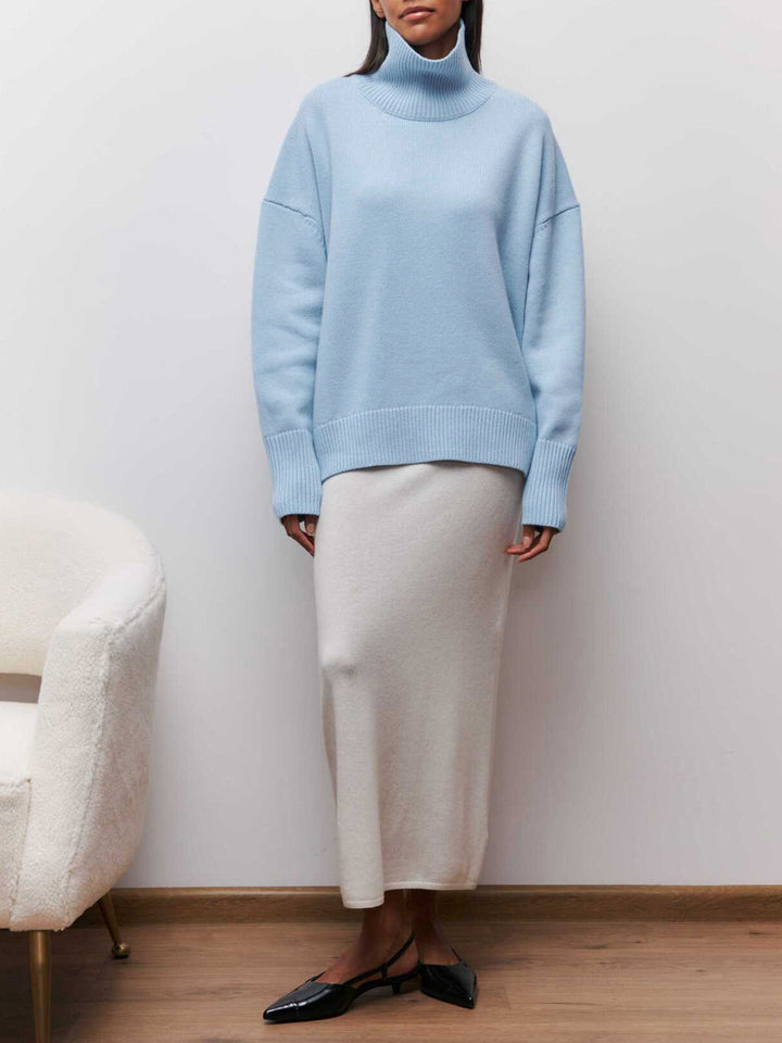Cloudless Sky Turtleneck Oversized Sweater - women's sweater, detail close-up