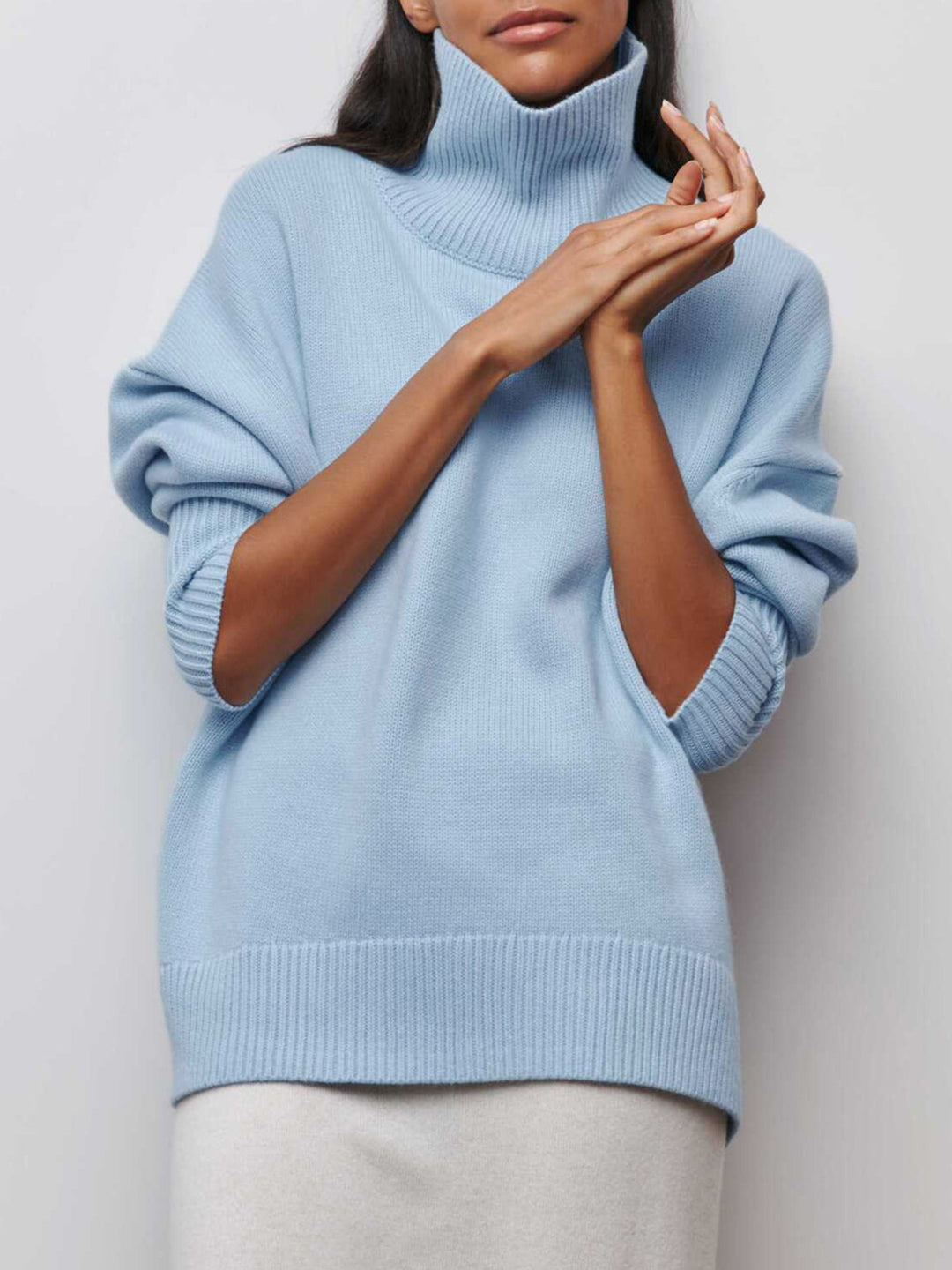 Cloudless Sky Turtleneck Oversized Sweater - women's sweater, side view