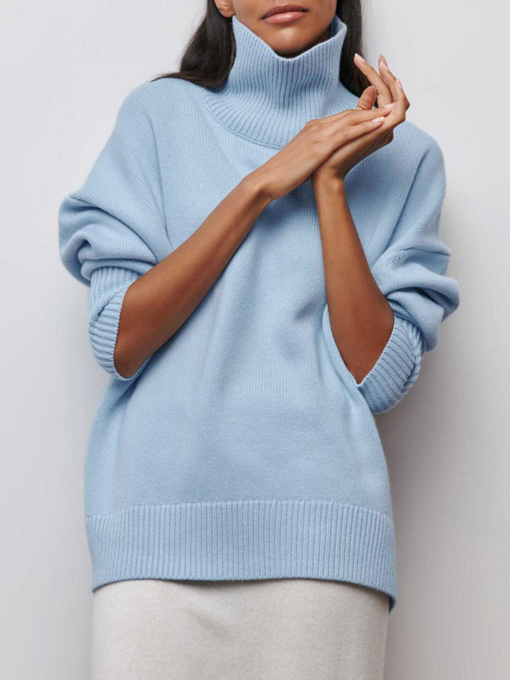 Cloudless Sky Turtleneck Oversized Sweater - women's sweater, side view