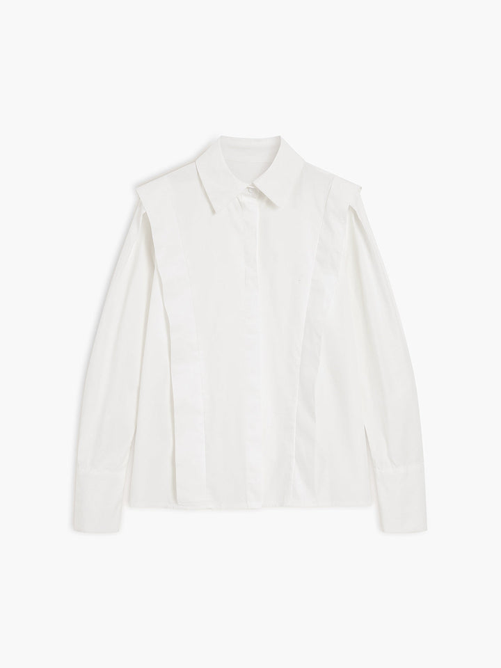 Oversized Button Down Cotton Shirt - women's shirt, detail close-up
