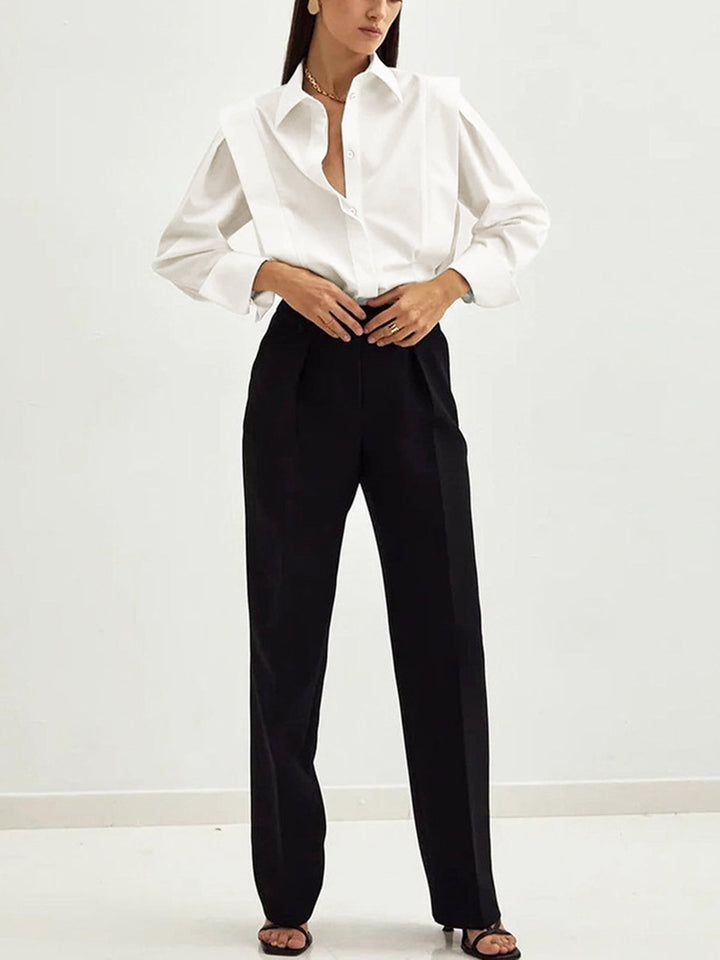 Oversized Button Down Cotton Shirt - women's shirt, side view