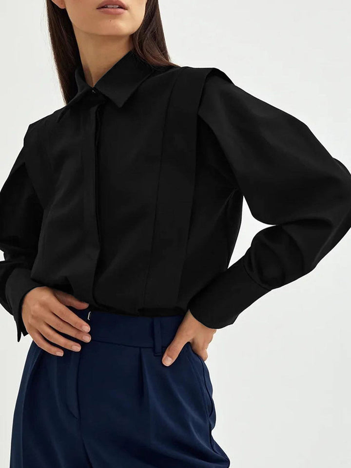 Oversized Button Down Cotton Shirt - women's shirt, sleeve detail