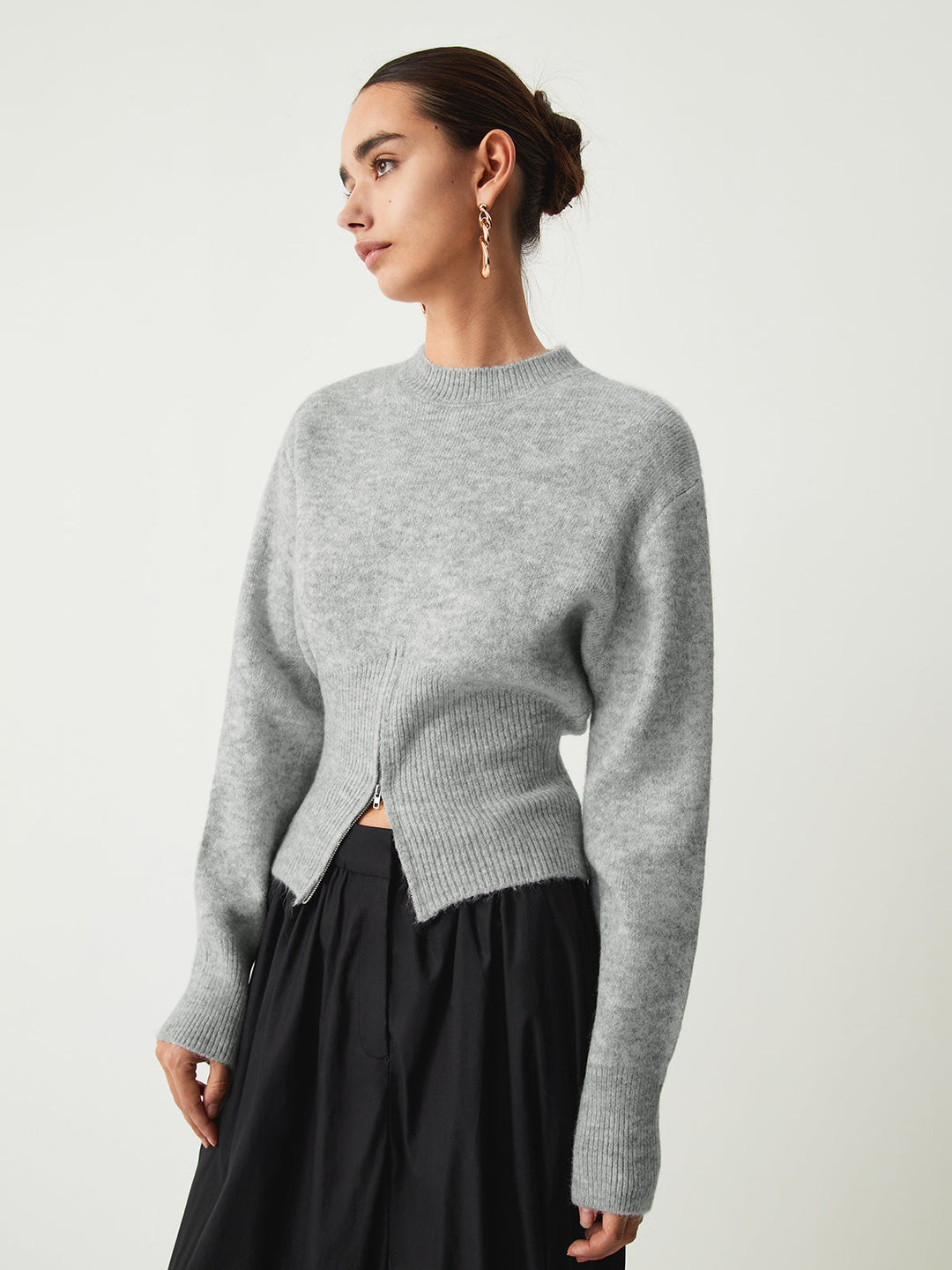 Half Zip Fuzzy Sweater — women's sweaters, front view