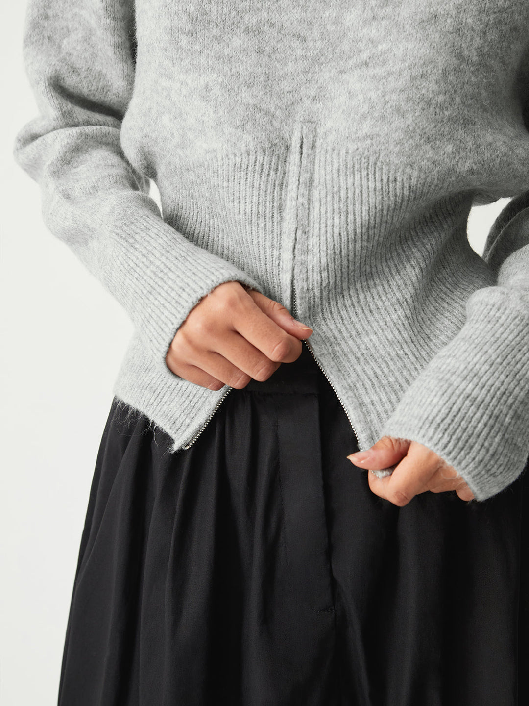 Half Zip Fuzzy Sweater - women's sweater, side view