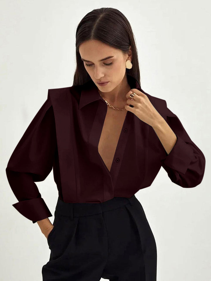 Oversized Button Down Cotton Shirt - women's shirt, styled with heels