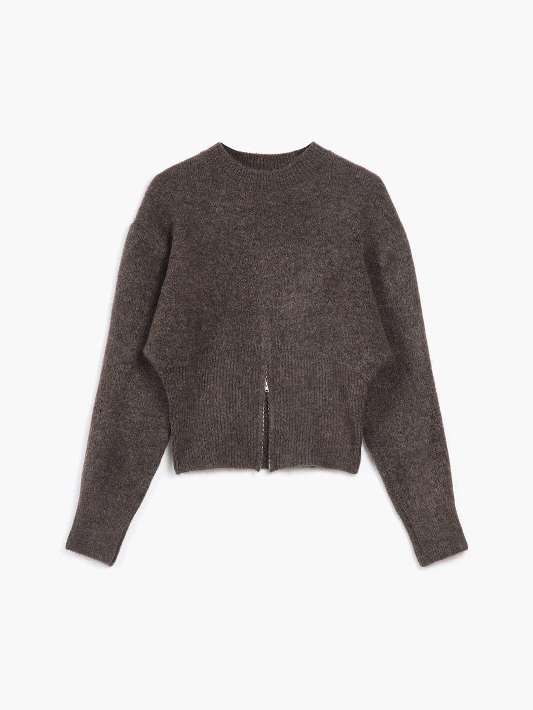 Half Zip Fuzzy Sweater - women's sweater, neckline detail
