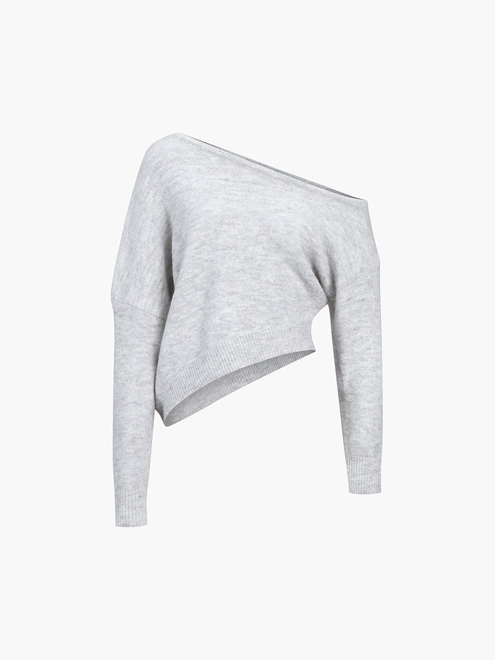 One Shoulder Asymmetric Sweater - women's sweater, side view