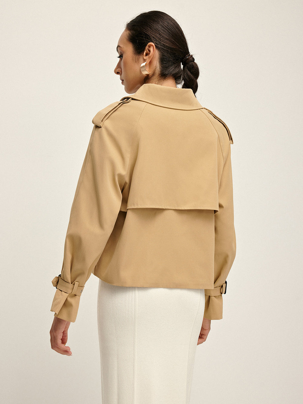 Breasted Lapel Trench Coat — women's trench coats, back view