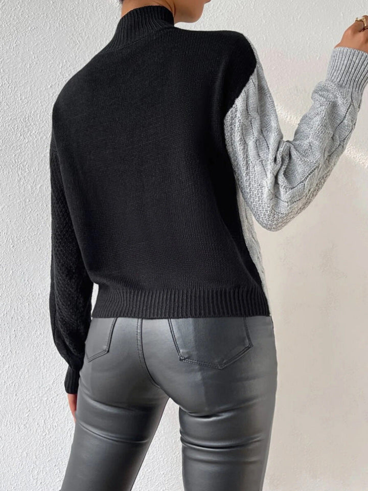 Oversized Color Block Pullover Sweater - women's sweater, side view
