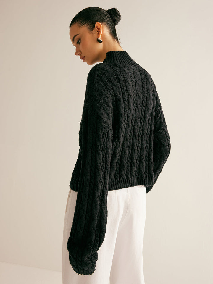 Cotton Keyhole Neckline Knit Top - women's knit top, styled with denim