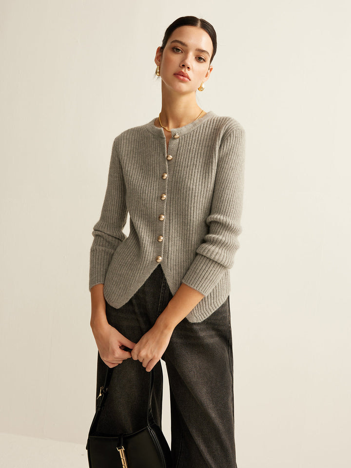 Button Down Split Cardigan - women's cardigan, fabric detail