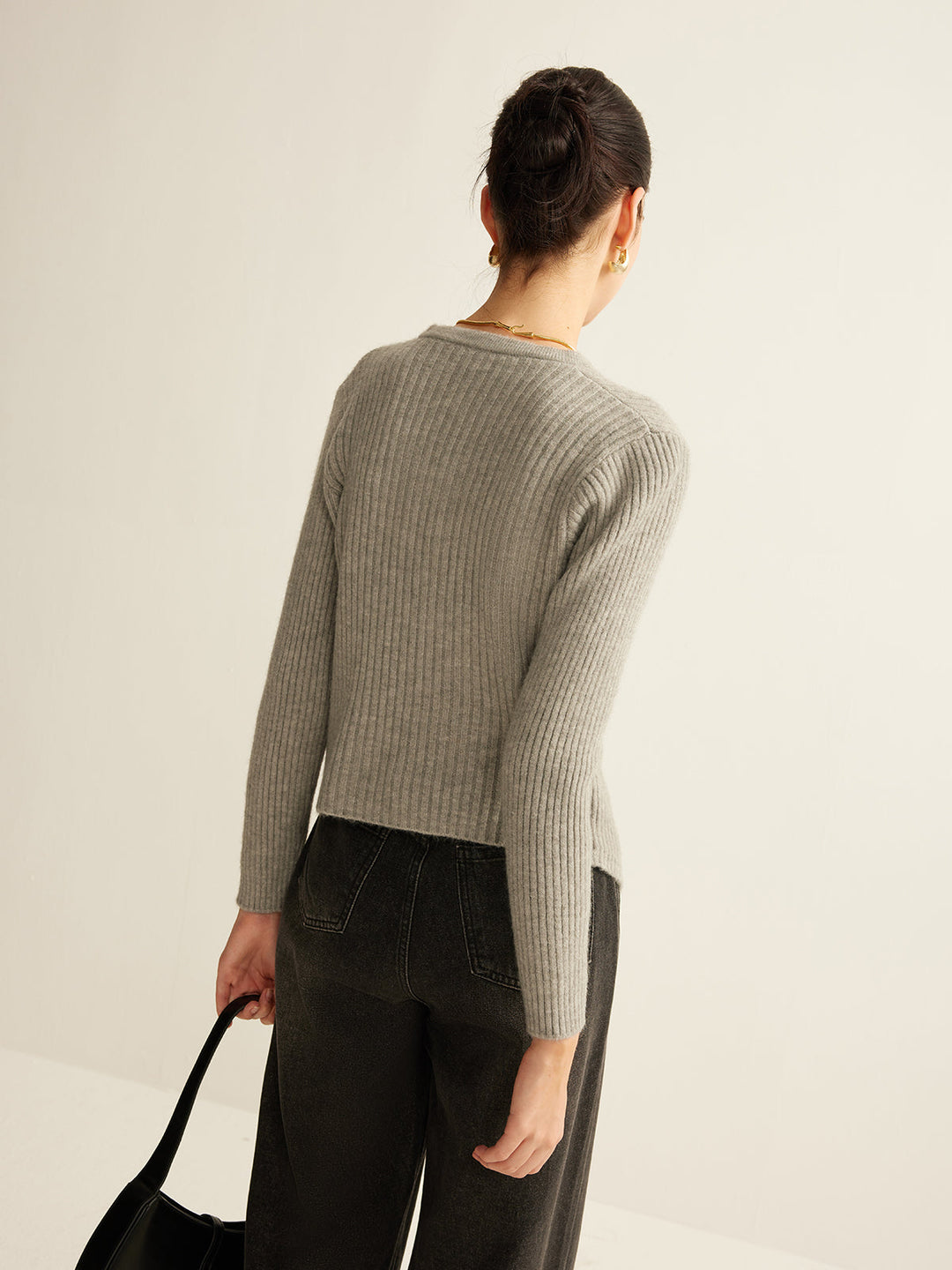 Button Down Split Cardigan - women's cardigan, detail close-up