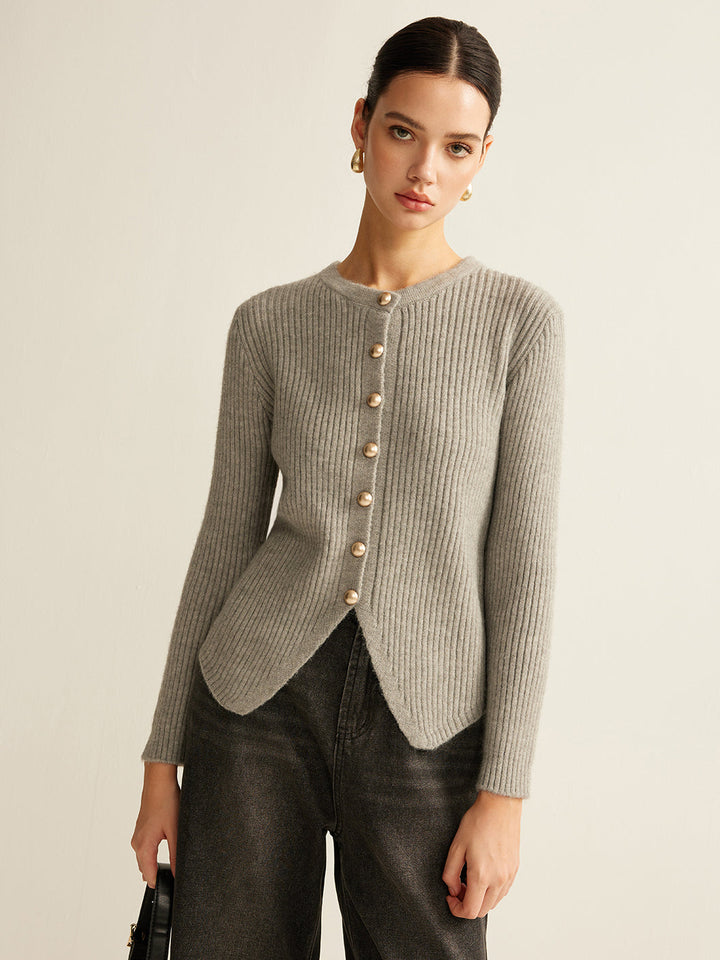 Button Down Split Cardigan - women's cardigan, front view