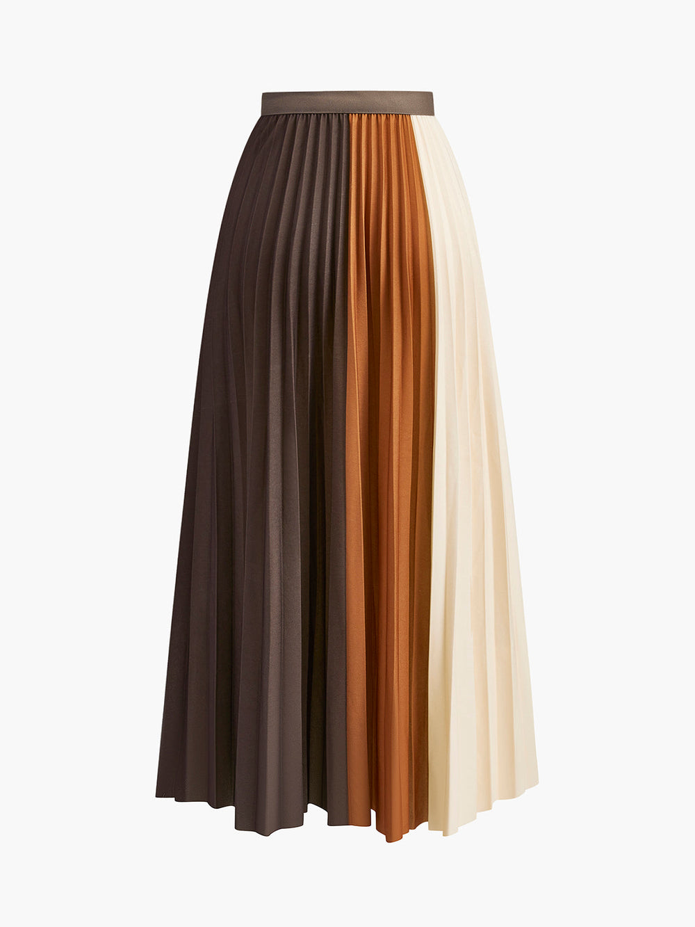 Color Block Pleated Skirt — women's skirts, back view