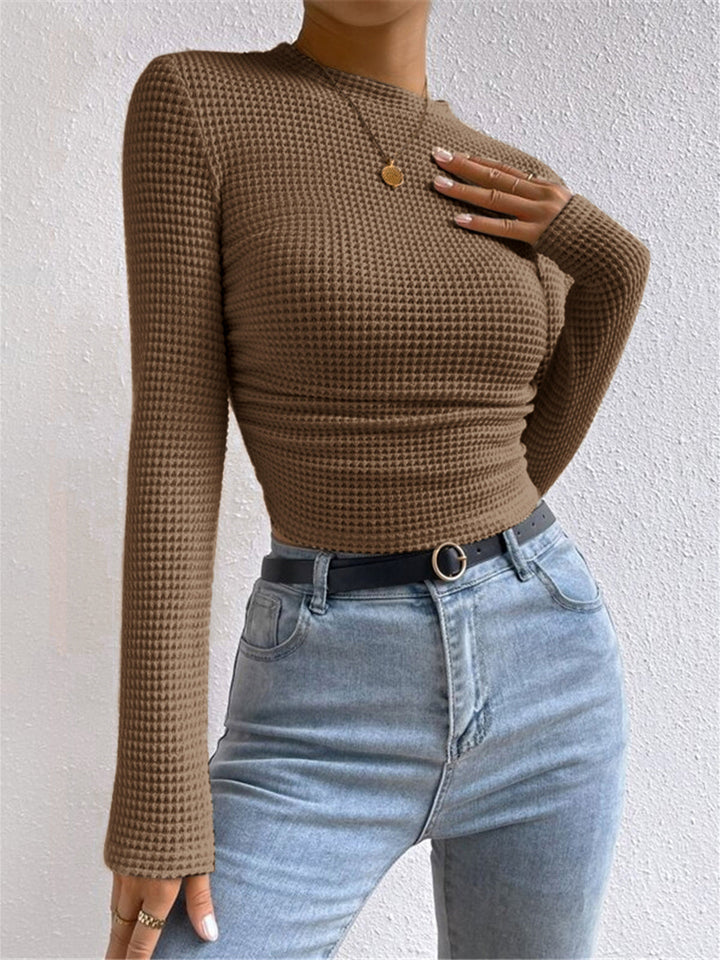 Plain Waffle Slim Sweater - women's sweater, styled with heels