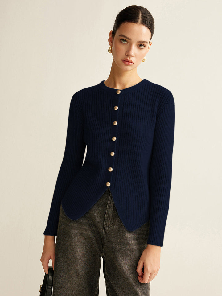 Button Down Split Cardigan - women's cardigan, sleeve detail