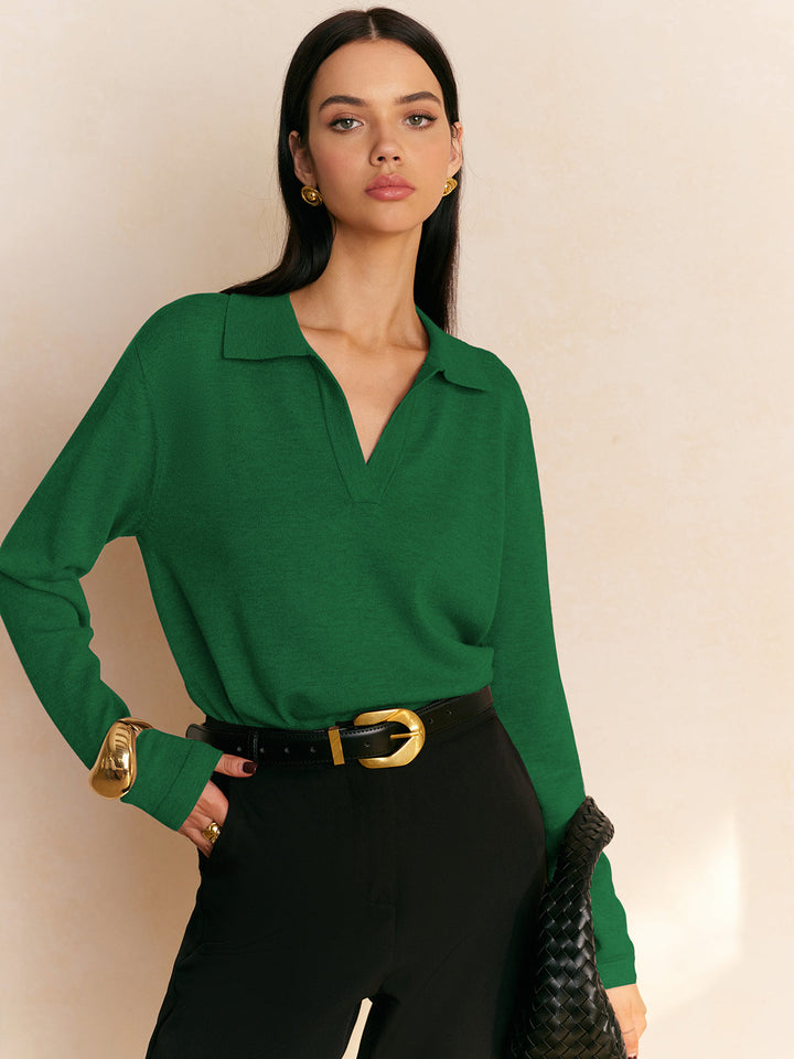 Relaxed Leisure Collared Pullover Sweater