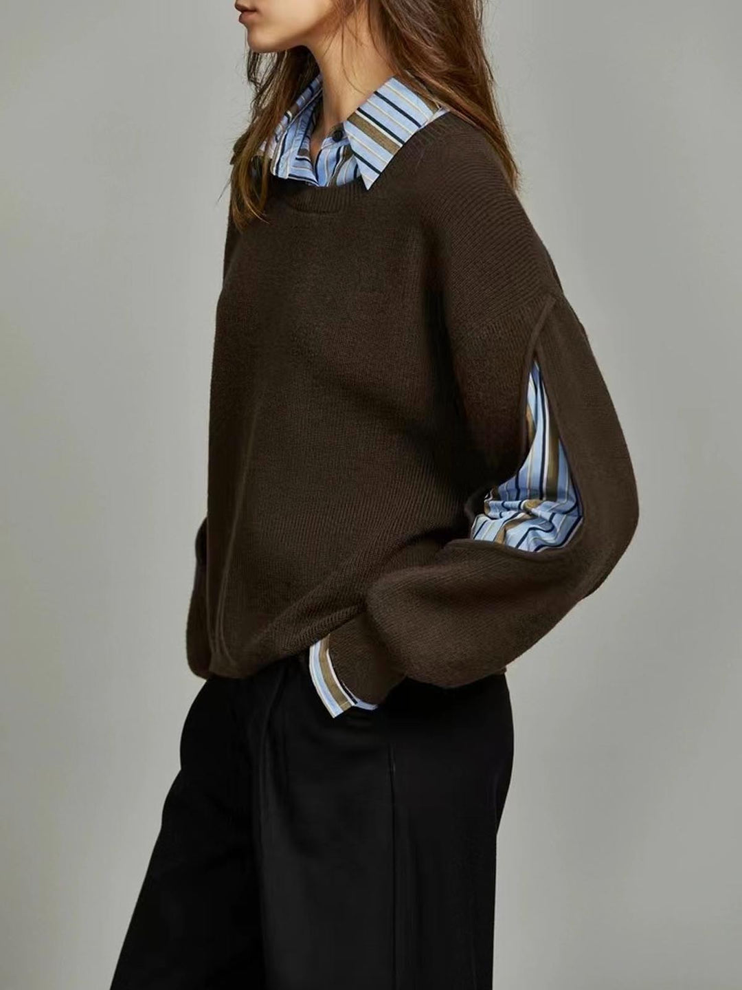 2 in 1 Ribbed Cutout Sweater - women's sweater, back view