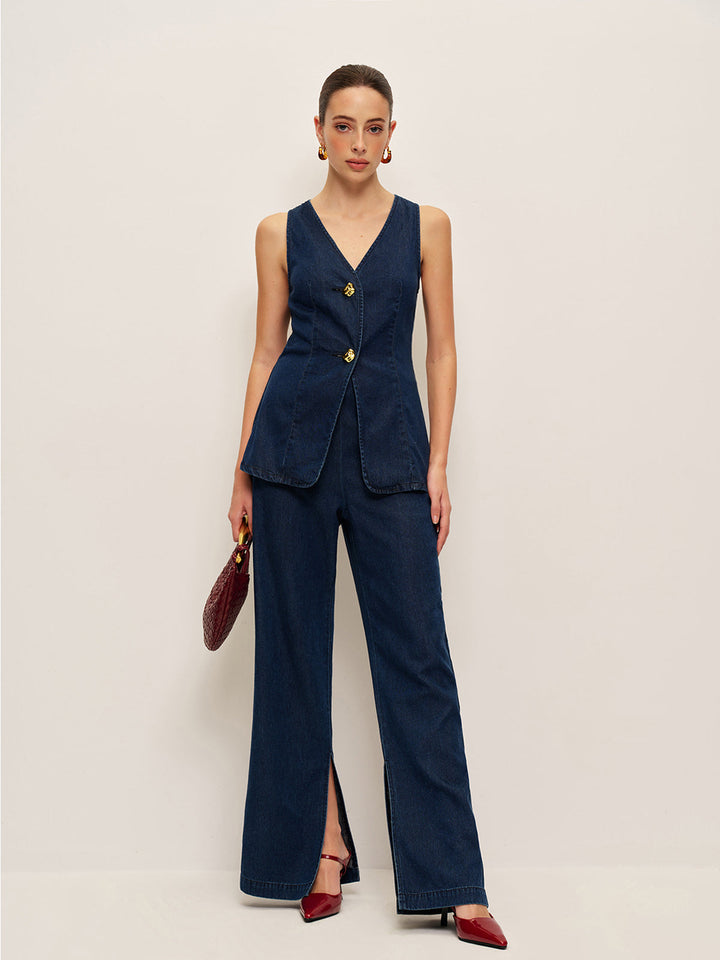 Classic Denim Button Vest