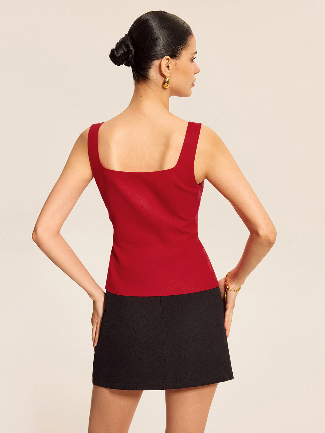 Cotton & Linen Square Neck Vest Top