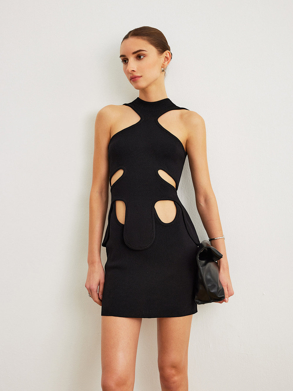 Cut-Out Halter Dress — women's sweater dresses, back view