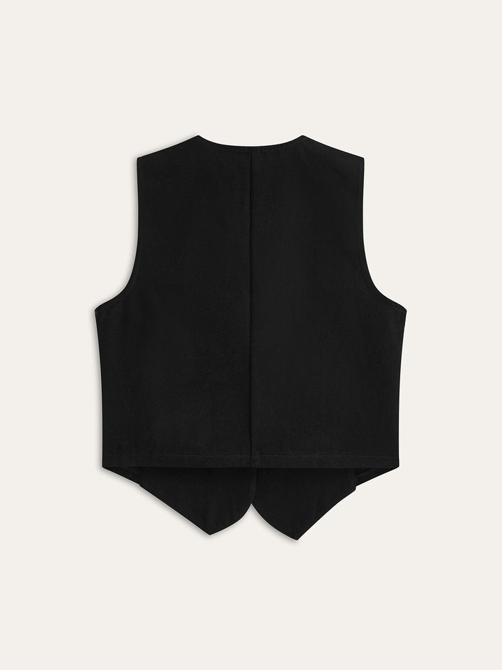 Tailored Denim Button-Up Vest