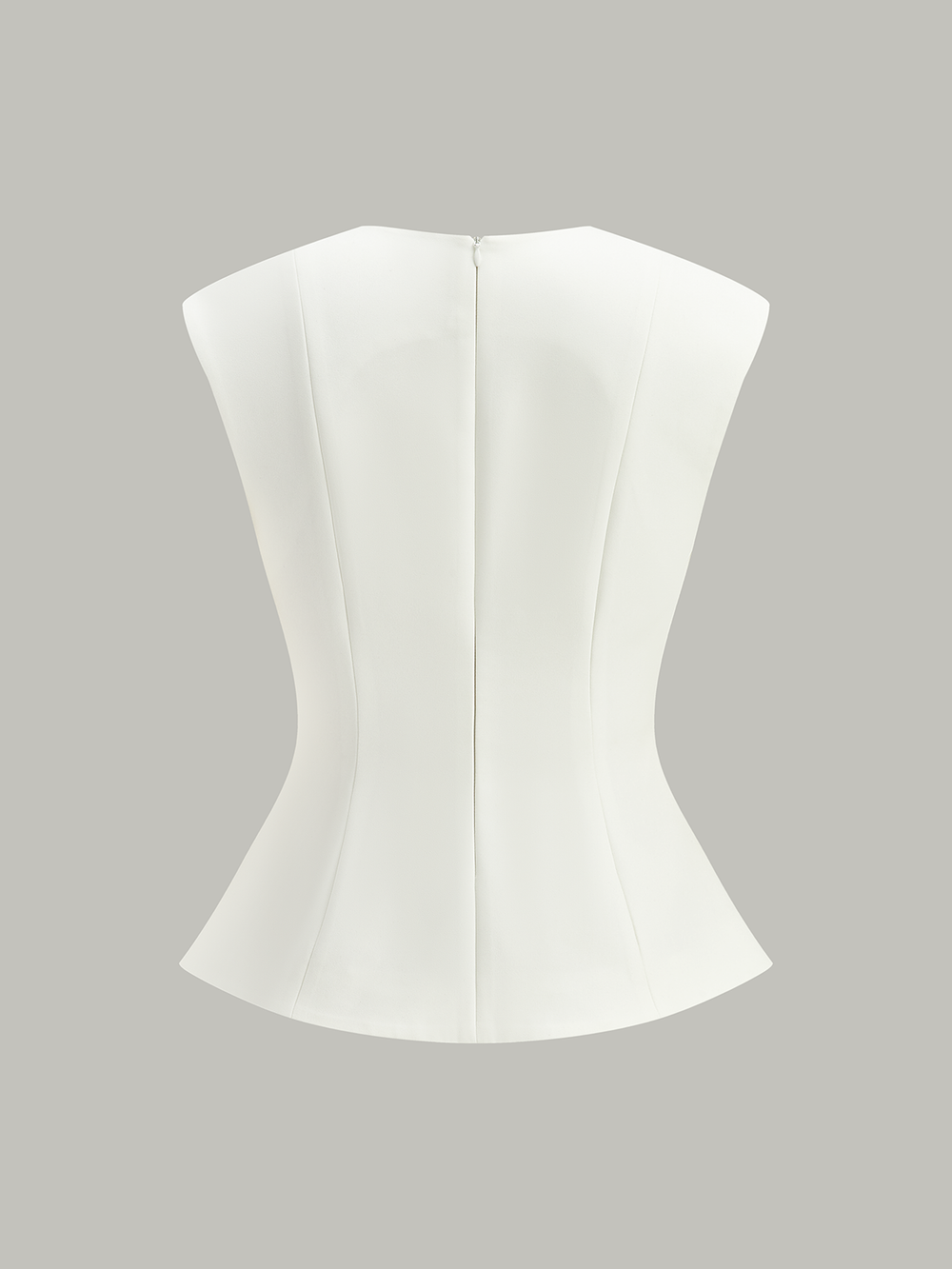 Sleeveless Peplum Top with Metal Buttons — women's vests, back view