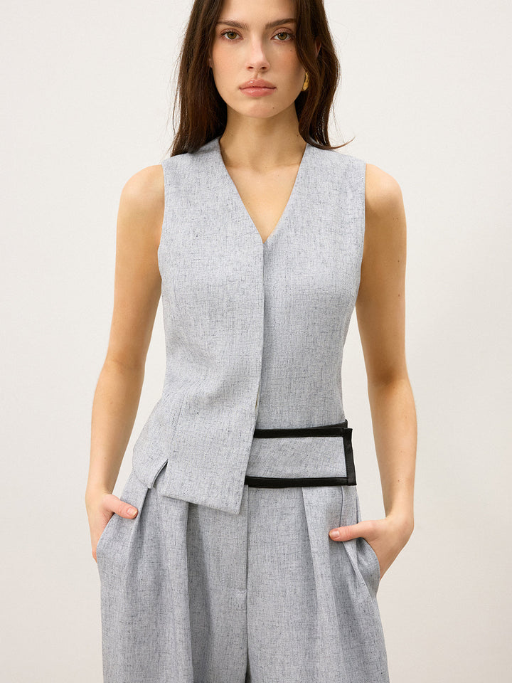 Back Buttons Slit Hem Vest