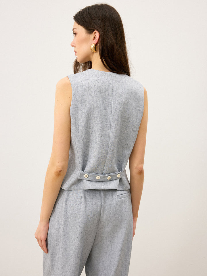 Back Buttons Slit Hem Vest