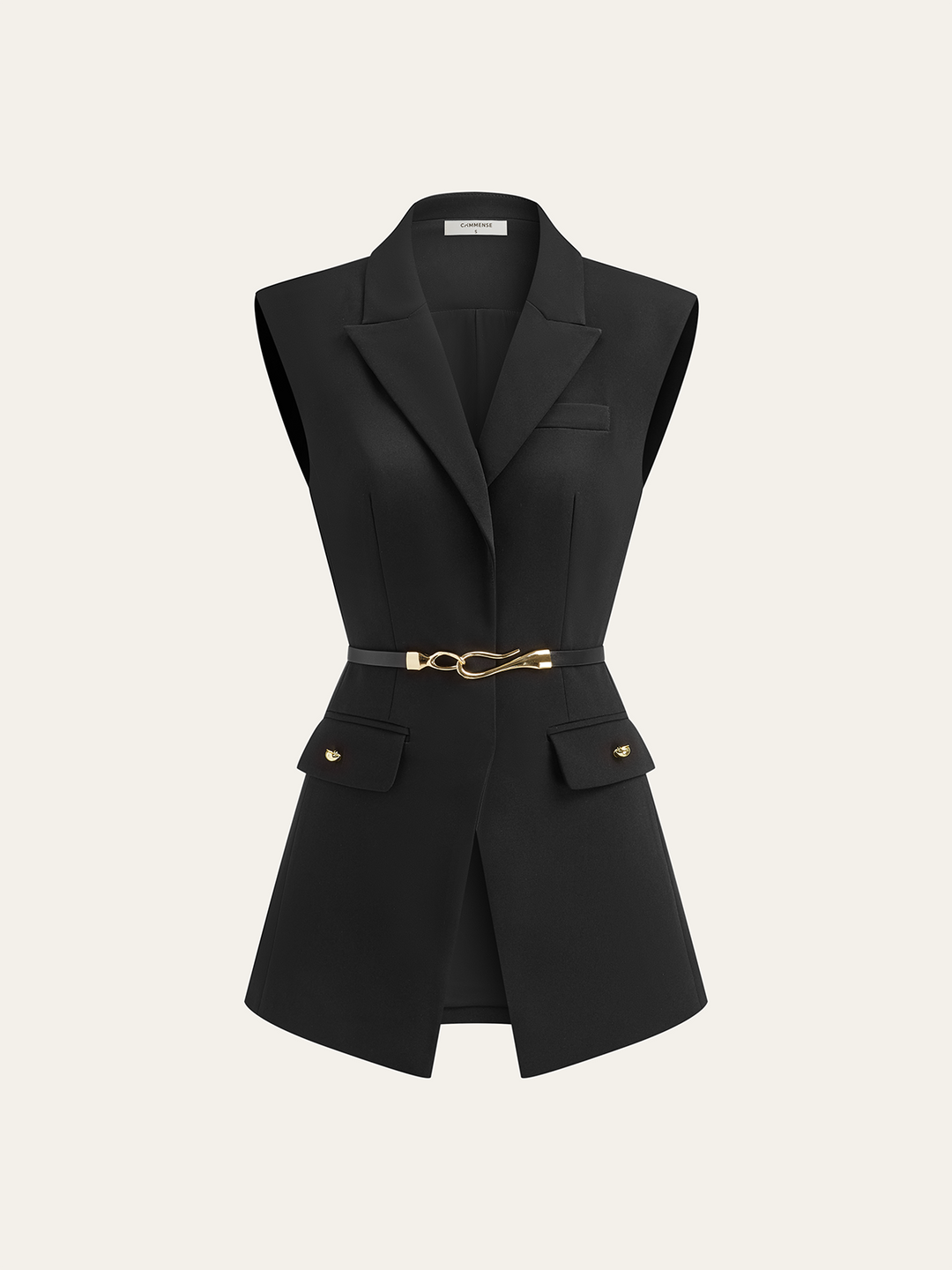 Belted Cap Sleeve Vest — women's vests, front view