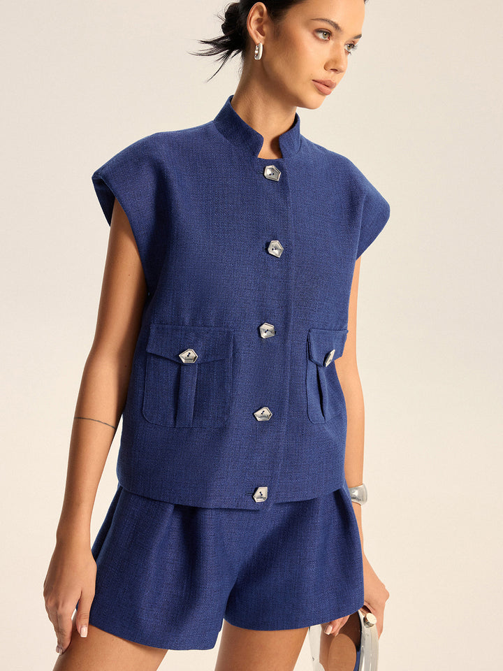Cap Sleeve Collared Vest