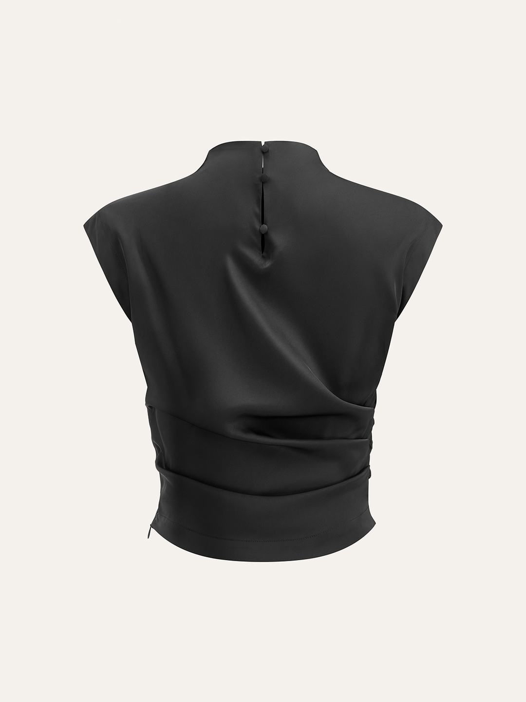Mock Neck Cap Sleeve Ruched Top