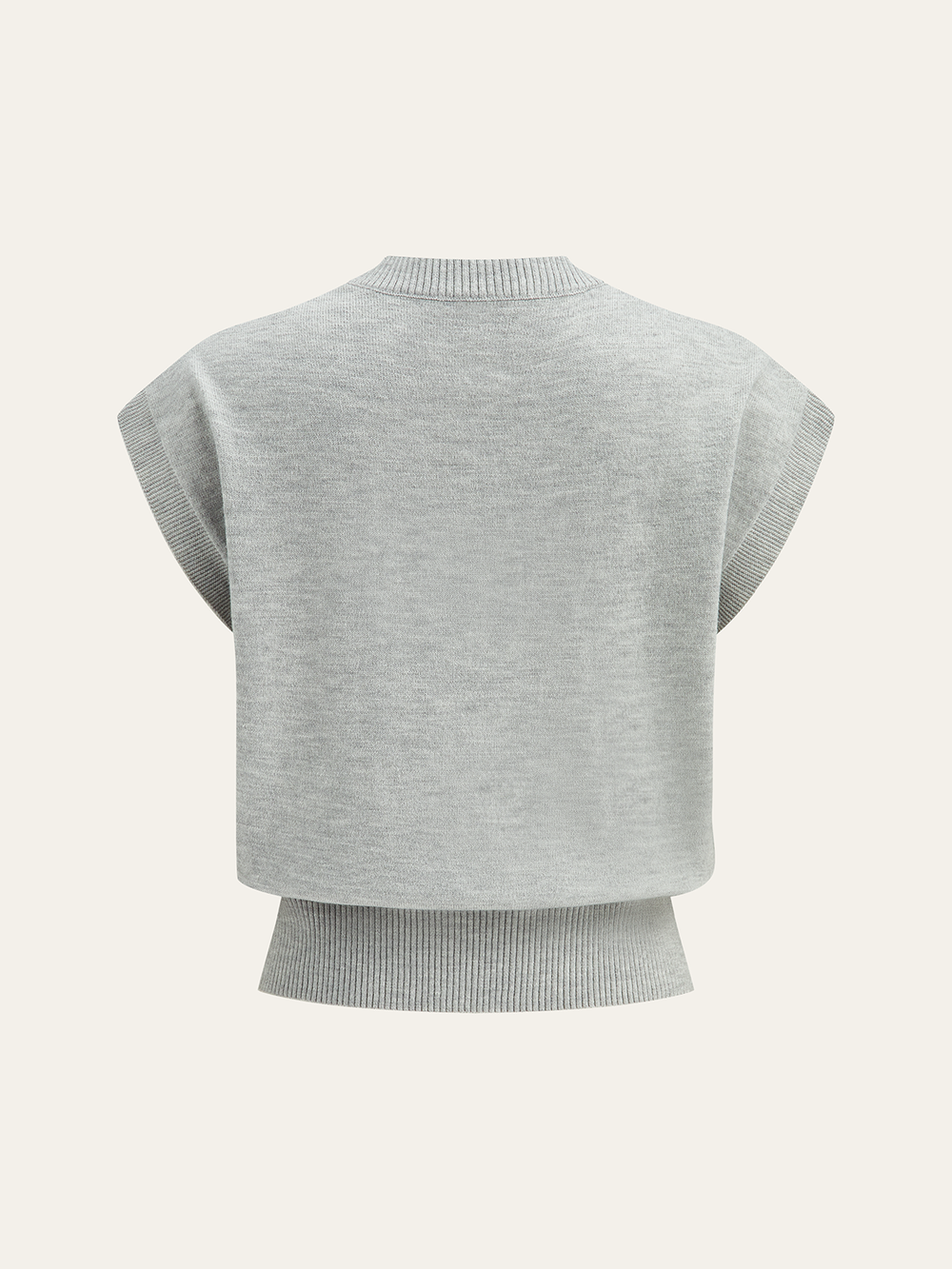 Flower Applique Cap Sleeve Knit Top — women's sweater vests, back view