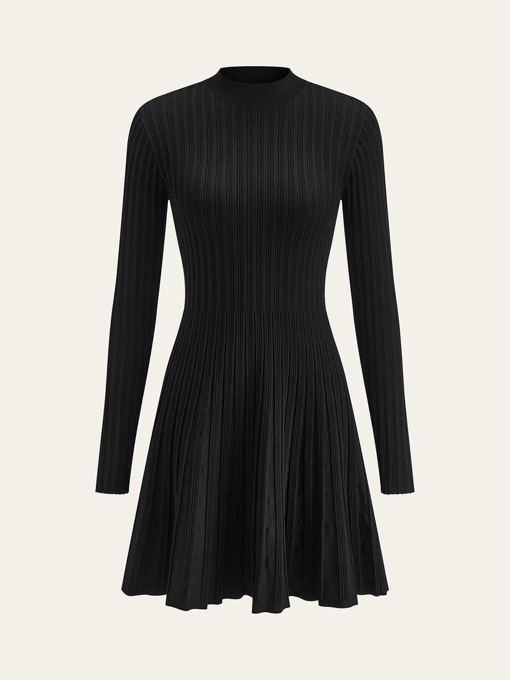 Mock Neck Flared Sweater Dress — women's sweater dresses, back view