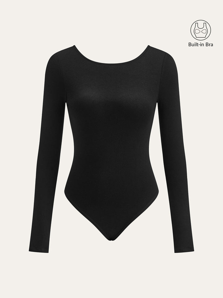 Bra-Free Long Sleeve Backless Bodysuit - women's bodysuit, fabric detail