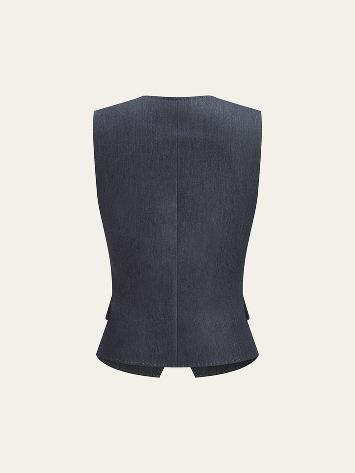 Metal Button V-Neck Vest