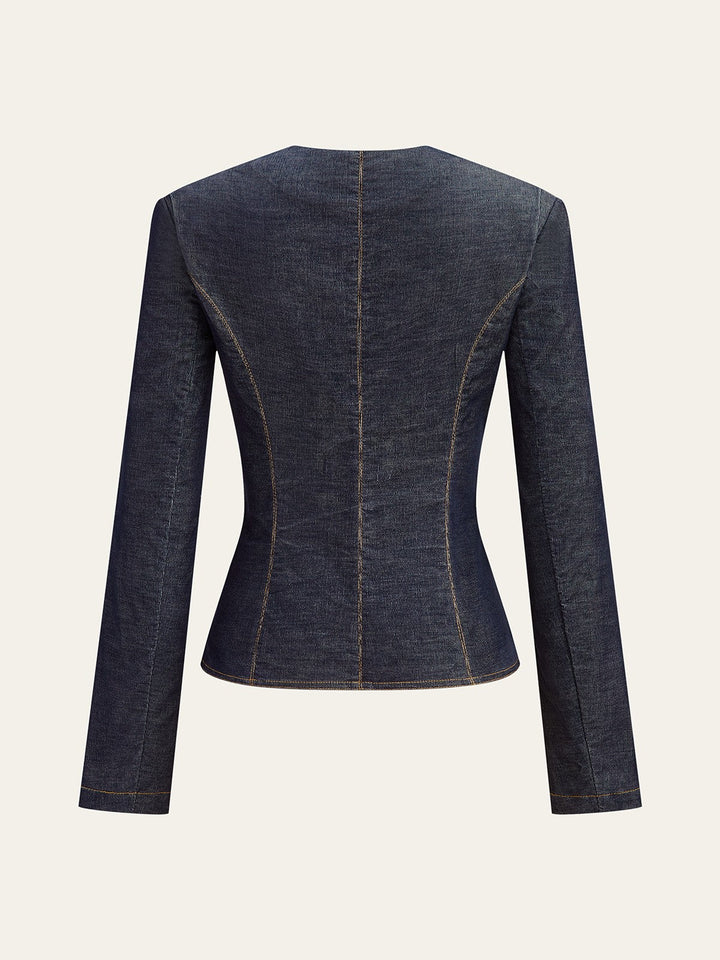 Metal Button Fitted Tailored Jacket