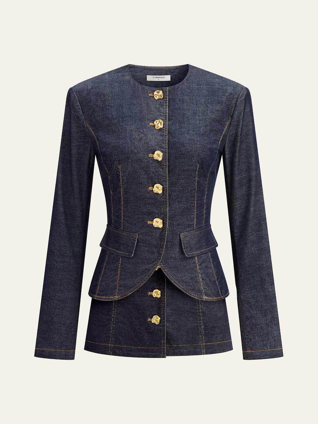 Metal Button Fitted Tailored Jacket