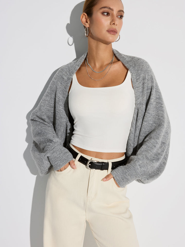 Wool Blend Oversized Batwing Sleeve Cardigan