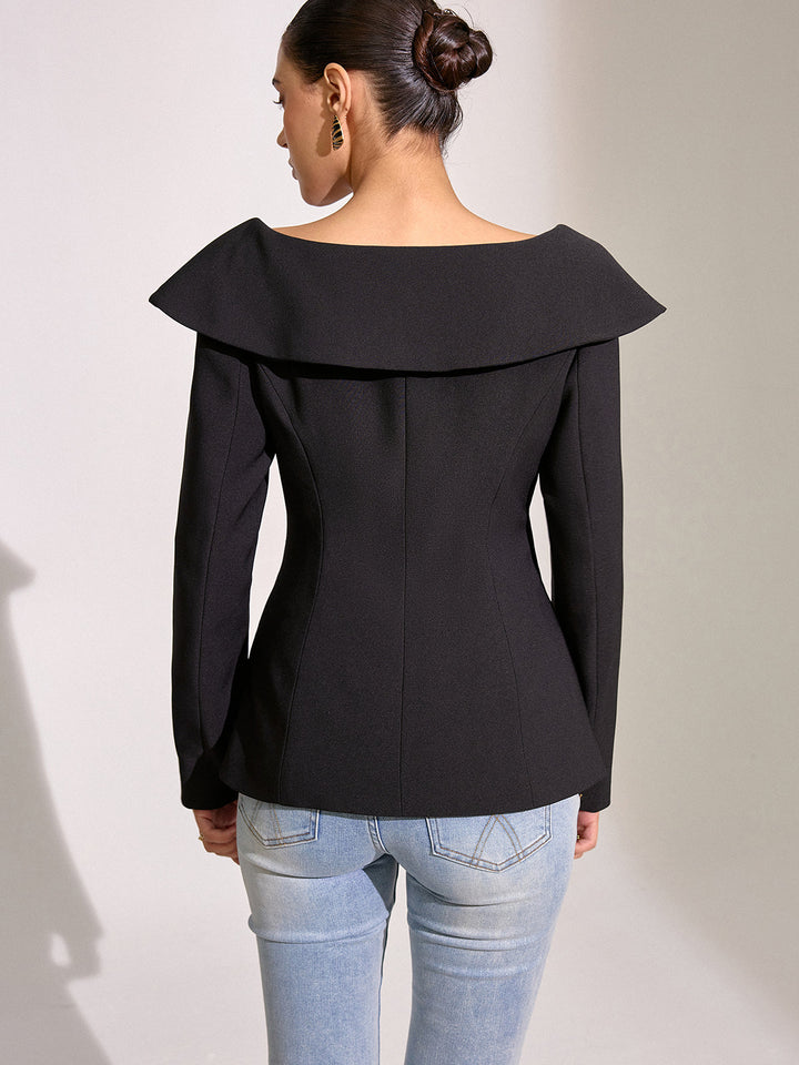 Large Lapel Off-Shoulder Blazer