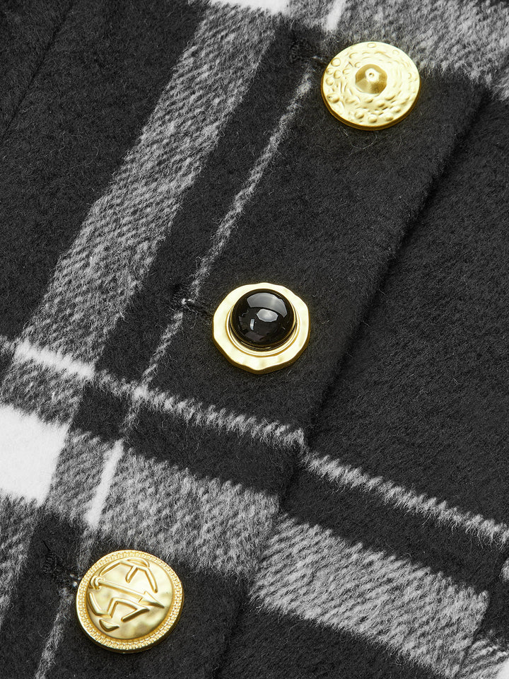 Plaid Wool Blend Blazer - women's blazer, sleeve detail