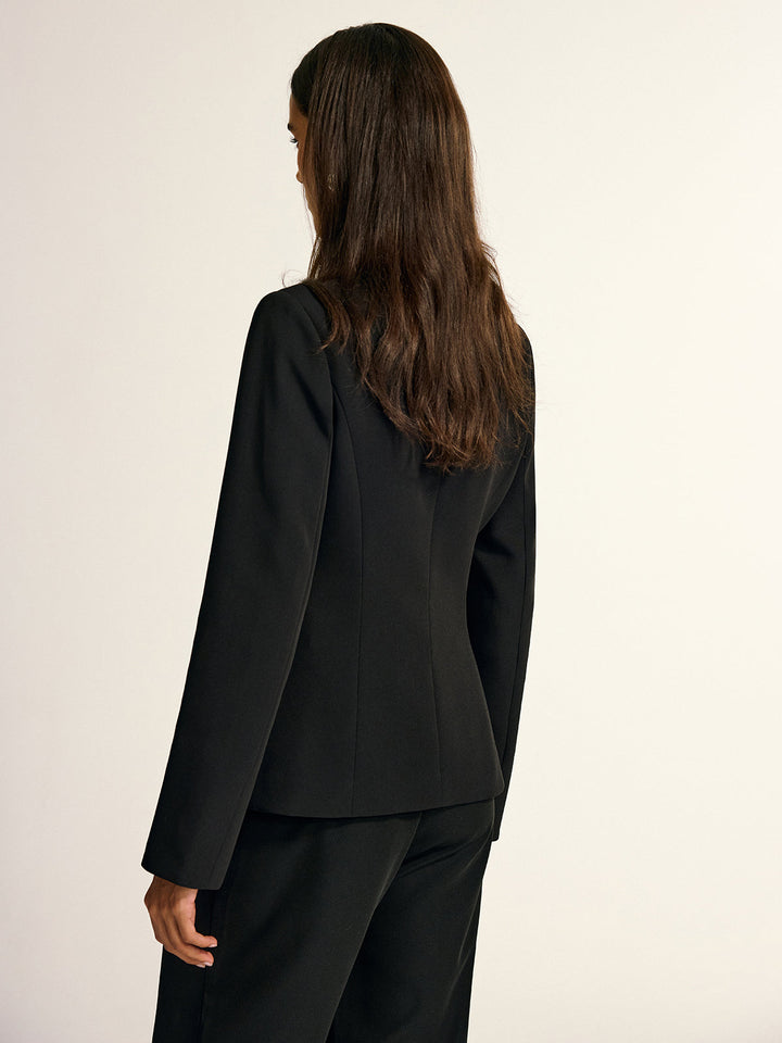 Metal Button Shawl Collar Blazer