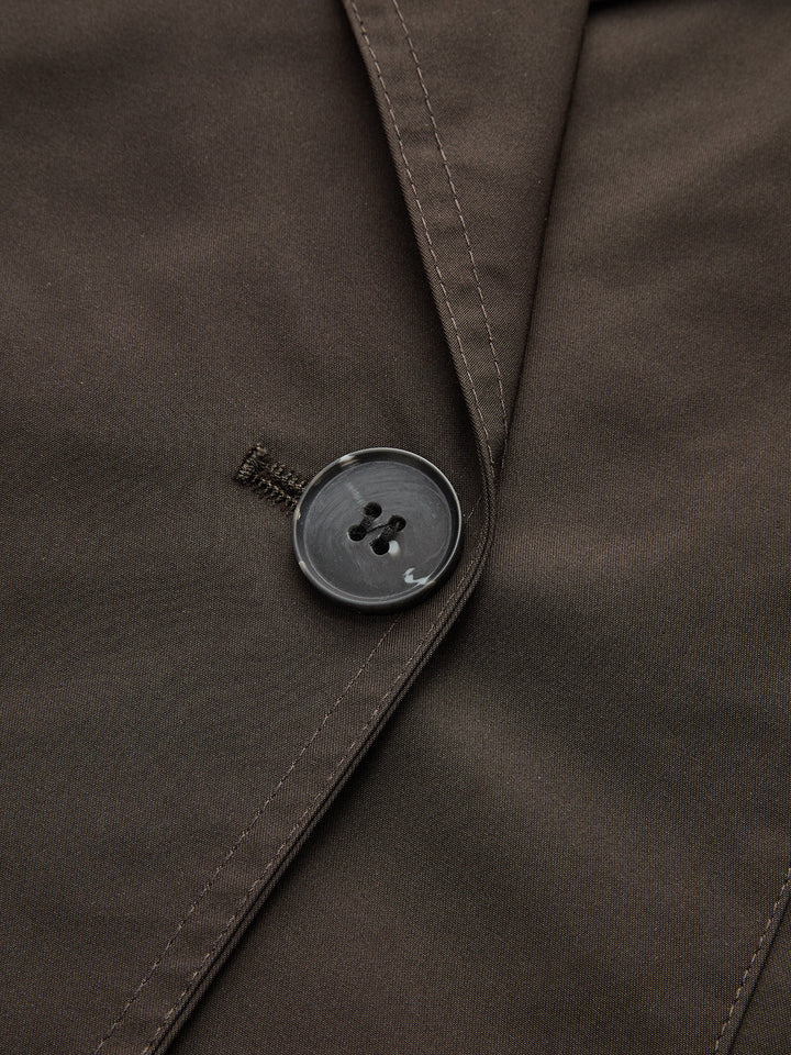 Double-Button Cropped Trench Coat