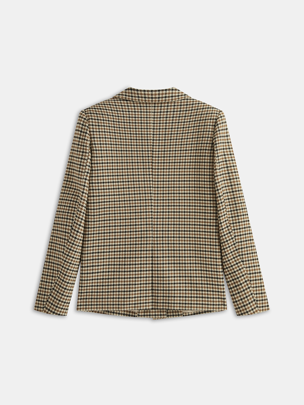 Metal Button Checked Blazer — women's blazers, back view