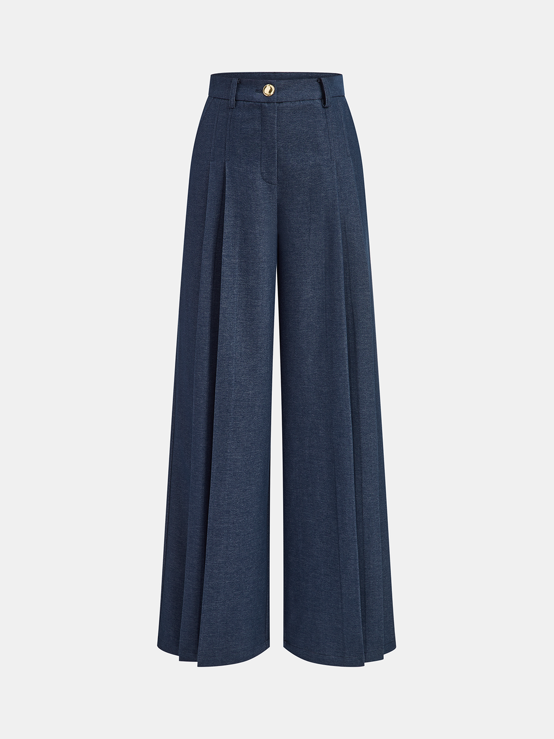 Upgraded | Mid-Waisted Pleated Wide-Leg Pants — women's pants, front view
